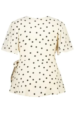 Blouse cache cœur à pois