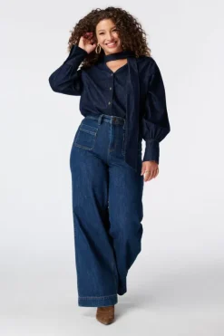 Blouse en denim avec foulard