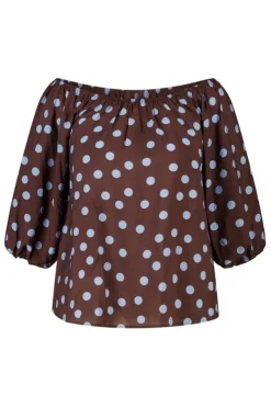 Blouse à pois épaules dénudées
