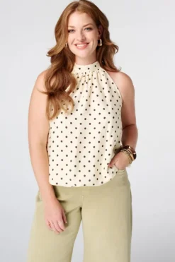 Blouse sans manches à col montant