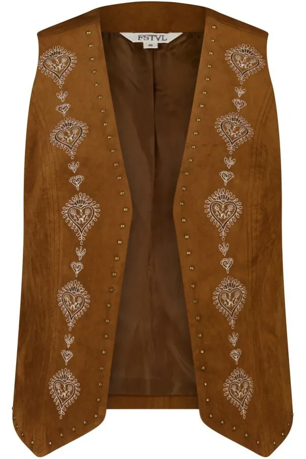 Gilet avec broderies et clous