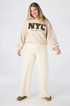 Jean wide leg avec cordon à nouer
