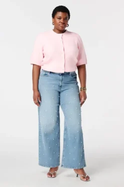 Jean wide leg avec perles