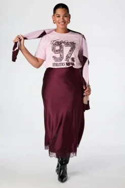 Jupe midi aspect satin