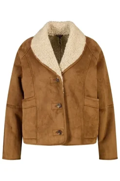 Manteau aspect suédine avec col en teddy