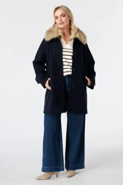 Manteau avec col en fausse fourrure