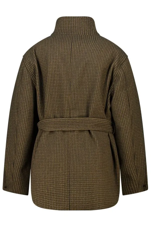 Manteau à carreaux avec col montant