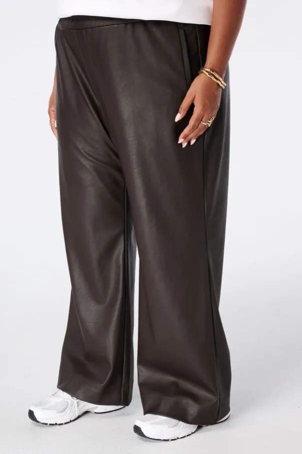 Pantalon large en similicuir