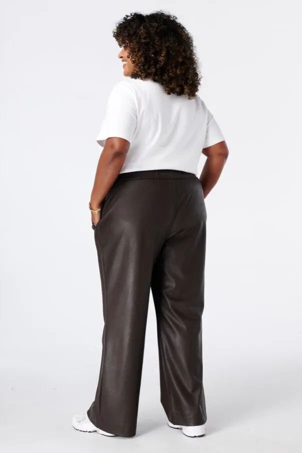 Pantalon large en similicuir