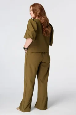 Pantalon large à rayures latérales
