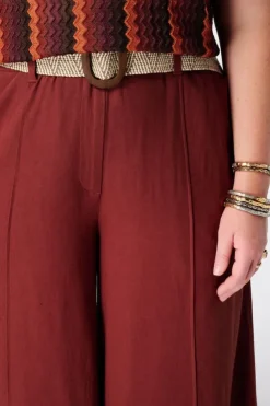 Pantalon wide leg en lin avec ceinture