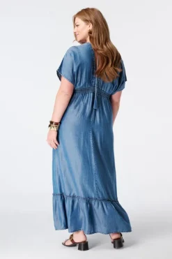Robe maxi effet denim