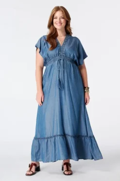 Robe maxi effet denim