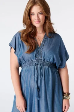 Robe maxi effet denim