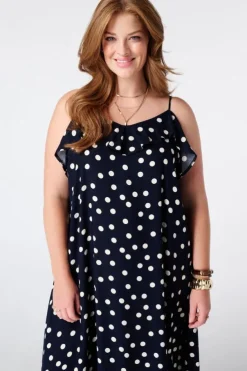 Robe maxi à pois avec volants