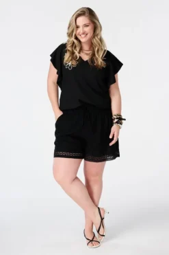 Short en lin avec taille élastique