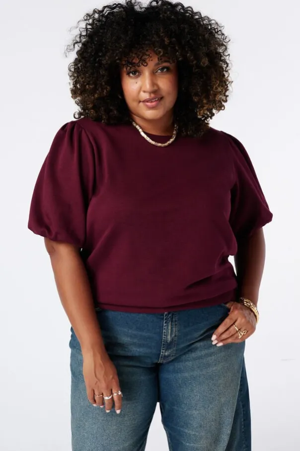 Sweat à manches bouffantes courtes
