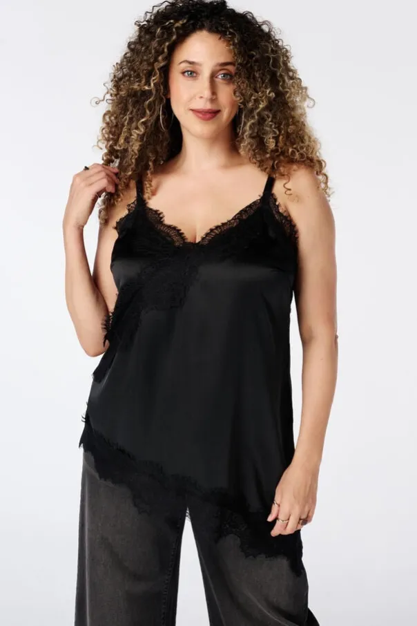 Top asymétrique avec dentelle