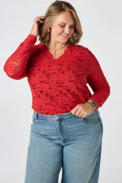 Top en dentelle à col en V
