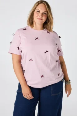 T shirt avec nœuds en satin