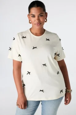 T shirt avec nœuds en satin