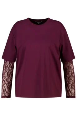 T shirt à manches en dentelle