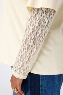 T shirt à manches en dentelle
