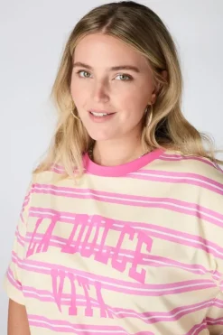 T shirt rayé avec texte