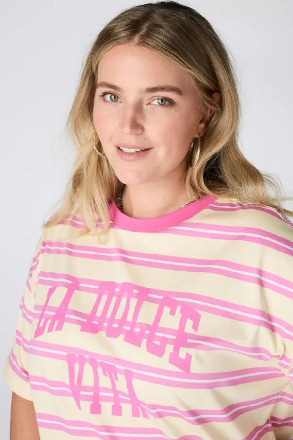 T shirt rayé avec texte
