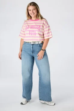 T shirt rayé avec texte
