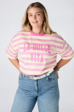 T shirt rayé avec texte