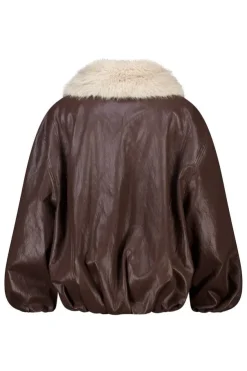 Veste bomber avec col en fausse fourrure