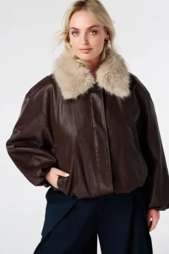 Veste bomber avec col en fausse fourrure