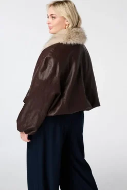 Veste bomber avec col en fausse fourrure